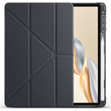 Honor Pad X9A ile Uyumlu Kılıf Silikon Yumuşak Kalem Bölmeli Esnek 4 Farklı Stand Olabilen Tablet Kılıfı Siyah