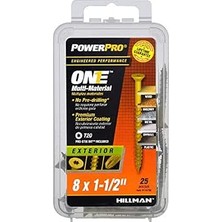 Power Pro Premium One Çok Malzemeli Düz Başlı Vidalar, Epoksi Kaplı Çelik, Ahşap, Metal, Beton, Alçıpan ve Plastik, Bronz, # 25 Vida Kutusu