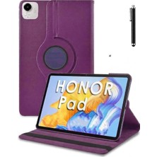 Honor Pad X9A 11.5 Inç Uyumlu 360 Dönen Standlı Deri Kılıf, Ekran Koruyucu, Kalem, Mor