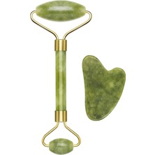 Str Store C301ABE101 Gua Sha Yeşim Taşında Jade Roller & Gua Sha Masaj Aleti, Yüz ve Vücut Masaj, Rahatlatıcı, Modelleme ve Yaşlanma