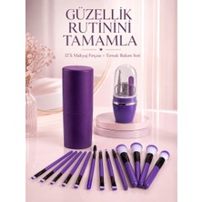 Str Store 12 Parça Mor Makyaj Fırçası ve Manikür Pedikür Tırnak Bakım Seti Çok Amaçlı Avantajlı Ikili Set