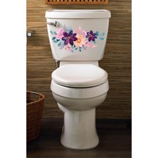 Pembe Mor Çiçekler Klozet Kapağı ve Banyo Sticker
