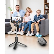 Selfie Çubuğu 360 Dönen Sabitleme + Tripod Uzantılı
