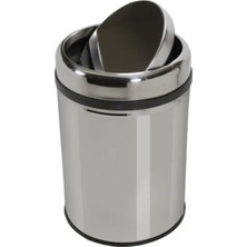Vinoks Premium Serisi Pratik Döner Kapaklı 20 Litre Mutfak/banyo Çöp Kovası Paslanmaz Krom, 20L