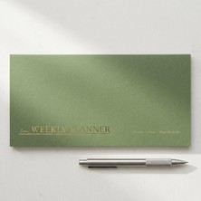 Str Store /paperto. Tarihsiz Haftalık Planlayıcı, 29,7 × 15 Cm, 52 Sayfa, 110 gr Ivory Kağıt, Yeşil Kapak, Haftalık Plan Defteri, Kopar At Planlayıcı (Ingilizce)