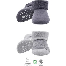 Str Store 2'li Çemberli Kaymaz Havlu Soket Çorap 10503 Gri-Antrasit