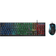 Uravas Store Gökkuşağı Işıklı Oyuncu Klavye ve Mouse Seti
