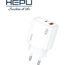 Str Store HP-C31 45 Watt Gan Şarj Adaptörü 2-Port Fast Charger Hızlı Şarj Adaptörü Type C Kablo Dual-Port Charger Qc 3.0