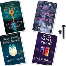 Domingo Yayınevi Kocamın Karısı - Taş Kağıt Makas (Alice Feeney) - Gece Yarısı Kütüphanesi - Gece Yarısı Treni (Matt Haig) +2 Aba Kedili Kitap Ayracı