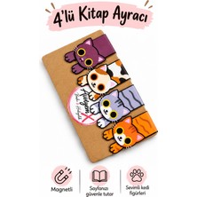 Atölyemix Kitap Ayracı Magnetli 4'lü Set Sevimli Kedi Figürü