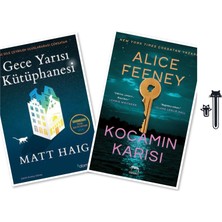 Domingo Yayınevi Gece Yarısı Kütüphanesi (Matt Haig) - Kocamın Karısı (Alice Feeney) +2 Aba Kitap Kedili Kitap Ayracı
