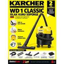 Karcher WD 1 Classic 850W 12 Litre Hazne Üfleme Özellikli Islak Kuru Elektrikli Süpürge 1.628-411.0 (Karcher Türkiye Garantili)