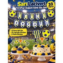 Hiras Dizayn 32 Parça Sarı Lacivert Futbol Taraftar Doğum Günü Süsü Seti