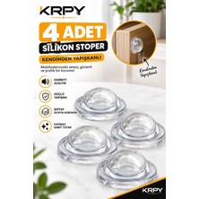 Krpy  4 Adet Şeffaf Silikon Stoper – Kendinden Yapışkanlı Mobilya Kapak Tamponu, Dolap Kapakları, Çekmece ve Klozet Kapağı Için Darbe ve Ses Azaltıcı Koruyucu Tampon
