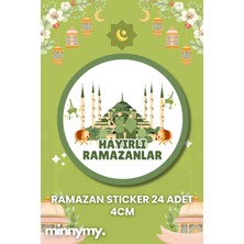 Minnymy 24 Adet Ramazan Sticker, Hayırlı Ramazanlar 4x4 cm Kuşe Sticker, Ramazan Çıkartma