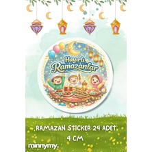 Minnymy 24 Adet Ramazan Sticker, Hayırlı Ramazanlar 4x4 cm Kuşe Sticker, Ramazan Çıkartma