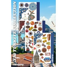 Minnymy 3'lü Türkiye Turkish Collection Sticker, Çıkartma, Ajanda, Günlük, Planlayıcı, Bullet Journal , Scrapbook