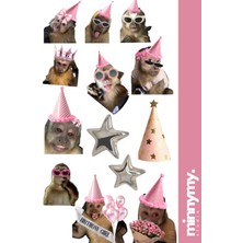 Minnymy Birthday Monkey Collection Sticker, Çıkartma, Ajanda, Günlük, Planlayıcı, Bullet Journal , Scrapbook