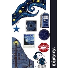 Minnymy Blue Moon Collection Sticker, Çıkartma, Ajanda, Günlük, Planlayıcı, Bullet Journal , Scrapbook