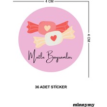 Minnymy Iyi Bayramlar Sticker 36 Adet 4 Cm, Çıkartma, Ramazan, Bayram