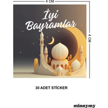 Minnymy Iyi Bayramlar Sticker 30ADET 4 Cm, Çıkartma, Ramazan, Bayram