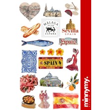 Minnymy Spain Collection Sticker, Çıkartma, Ajanda, Günlük, Planlayıcı, Bullet Journal , Scrapbook