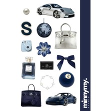 Minnymy Dark Blue Collection Sticker, Çıkartma, Ajanda, Günlük, Planlayıcı, Bullet Journal , Scrapbook