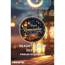 Minnymy 30 Adet Ramazan Temalı Sticker, Hayırlı Ramazanlar 4x4 cm Kuşe Baskı,çıkartma