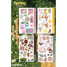 Minnymy 4'lü Spring Collection Sticker, Çıkartma, Ajanda, Günlük, Planlayıcı, Bullet Journal , Pinterest