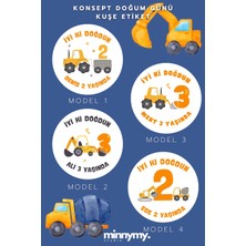 Minnymy Inşaat Konsept Doğum Günü Sticker, Çıkartma, Etiket, Inşaat, Dozer, Çocuk Doğum Günü Etiketi