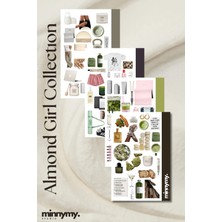 Minnymy 4'lü Almond Girl Collection Sticker, Çıkartma, Ajanda, Günlük, Planlayıcı, Bullet Journal , Scrapbook