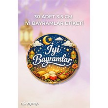 Minnymy 30 Adet 3.5 cm Ramazan Iyi Bayramlar Sticker, 3,5 cm Kuşe Sticker, Ramazan Çıkartma