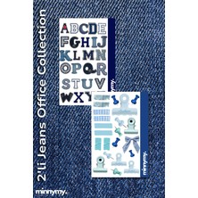 Minnymy 2'li Jeans Office Collection Sticker, Çıkartma, Ajanda, Günlük, Planlayıcı, Bullet Journal , Scrapbook