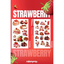 Minnymy Ikili Strawbery Collection Vintage Sticker, Çıkartma, Ajanda, Günlük, Bullet Journal , Scrapbook