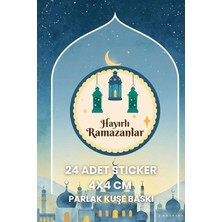 Minnymy 24 Adet Ramazan Temalı Sticker, Hayırlı Ramazanlar 4x4 cm Kuşe Baskı,çıkartma