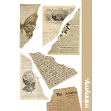 Minnymy Ephemera Collection Vintage Sticker, Çıkartma, Ajanda, Günlük, Planlayıcı, Bullet Journal