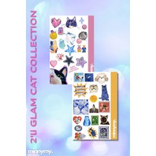 Minnymy 2'li Glam Cat Collection Sticker, Çıkartma, Ajanda, Günlük, Planlayıcı, Bullet Journal , Scrapbook