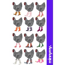 Minnymy Chicken Collection Sticker, Çıkartma, Ajanda, Günlük, Planlayıcı, Bullet Journal , Scrapbook