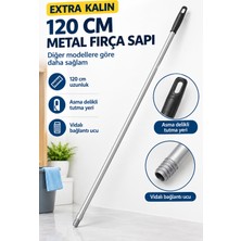 Primeaks 120 cm Extra Kalın Metal Fırça Sapı Vidalı Uçlu Dayanıklı Temizlik Sapı
