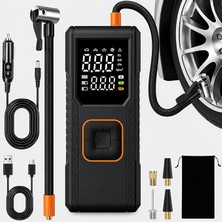 Şarjlı Hava Kompresörü 150 Psı - 4500 Mah Taşınabilir Araba Lastik Şişirme Kompresörü Flaş Işıklı - Ayarlanabilir Dijital Basınç Göstergeli Hava Pompası - Şarj ve Kablolu Kullanım