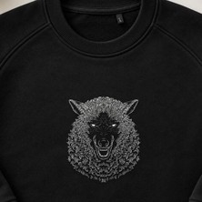 Koyun Postunda Kurt Gotik Nakışlı Bisiklet Yaka Sweatshirt Unisex