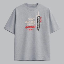Asta Black Clover Anime Yazılı Nakışlı Tişört Unisex %100 Pamuk