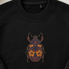 Çiçekli Botanik Böcek Nakışlı Bisiklet Yaka Sweatshirt Unisex