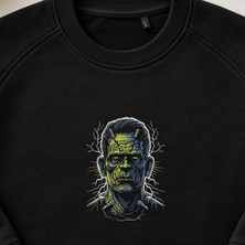 Frankenstein Korku Nakışlı Bisiklet Yaka Sweatshirt Unisex