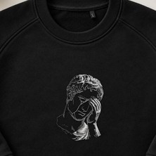 Hüzünlü Klasik Heykel Nakışlı Bisiklet Yaka Sweatshirt Unisex