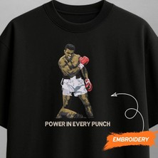 Power In Every Punch Boks Nakışlı Tişört Unisex %100 Pamuk