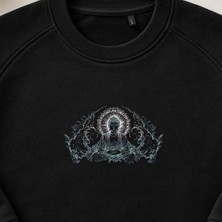 Buda Mandala Meditasyon Nakışlı Bisiklet Yaka Sweatshirt Unisex