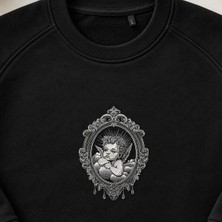 Çerçeveli Melek Kerubim Barok Nakışlı Bisiklet Yaka Sweatshirt Unisex