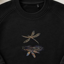 Yansımalı Yusufçuk Nakışlı Bisiklet Yaka Sweatshirt Unisex