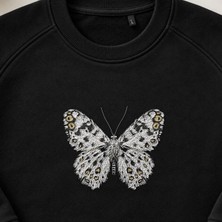 Kar Tanesi Güve Kelebek Nakışlı Bisiklet Yaka Sweatshirt Unisex